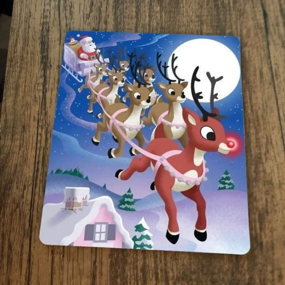 Rudolph Pulling Santas Sleigh‎ Mouse Pad Red Nosed Reindeer